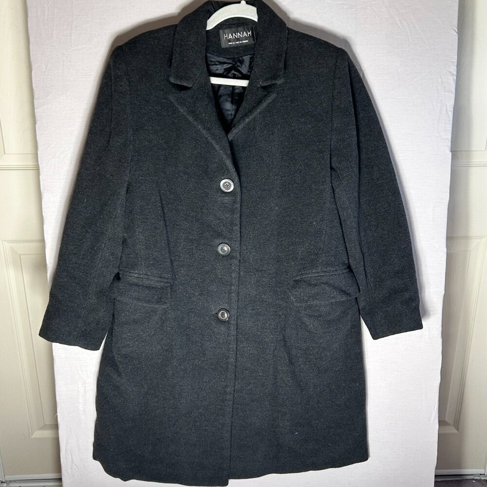 Vintage Hannah Australia Lambswool Coat Charcoal Grey size 10 Made in Canada